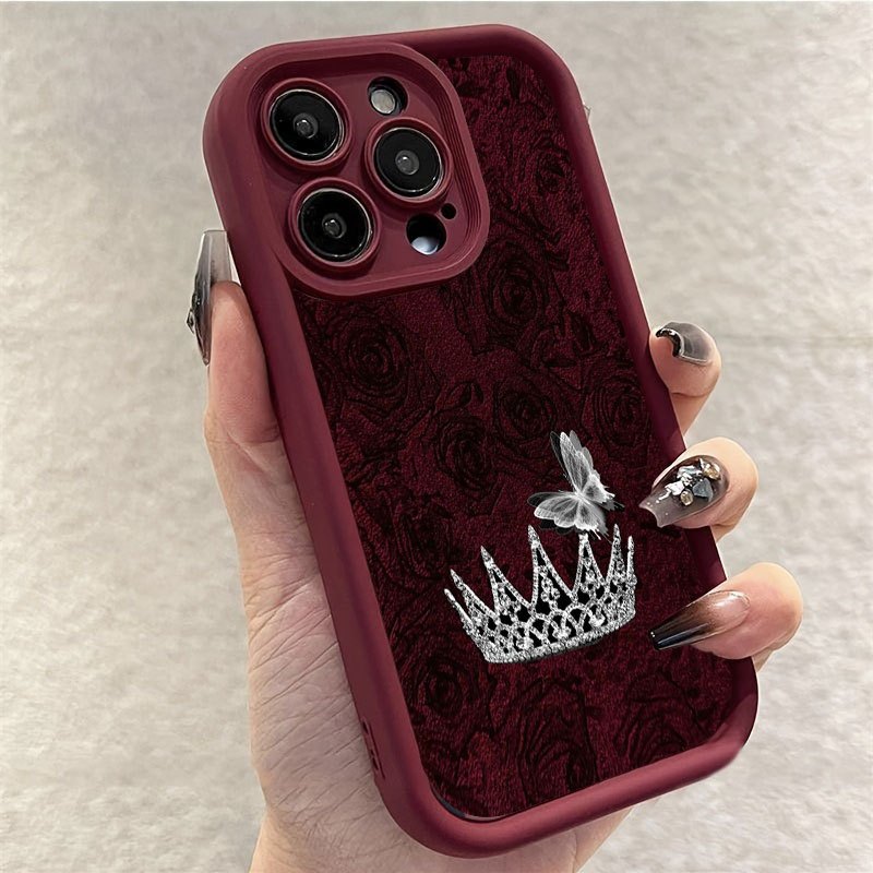 Phone Cases Iphone 13 - เคสโทรศัพท์ลายกุหลาบแดง มงกุฎสีเงิน สำหรับ iPhone 18 Pro