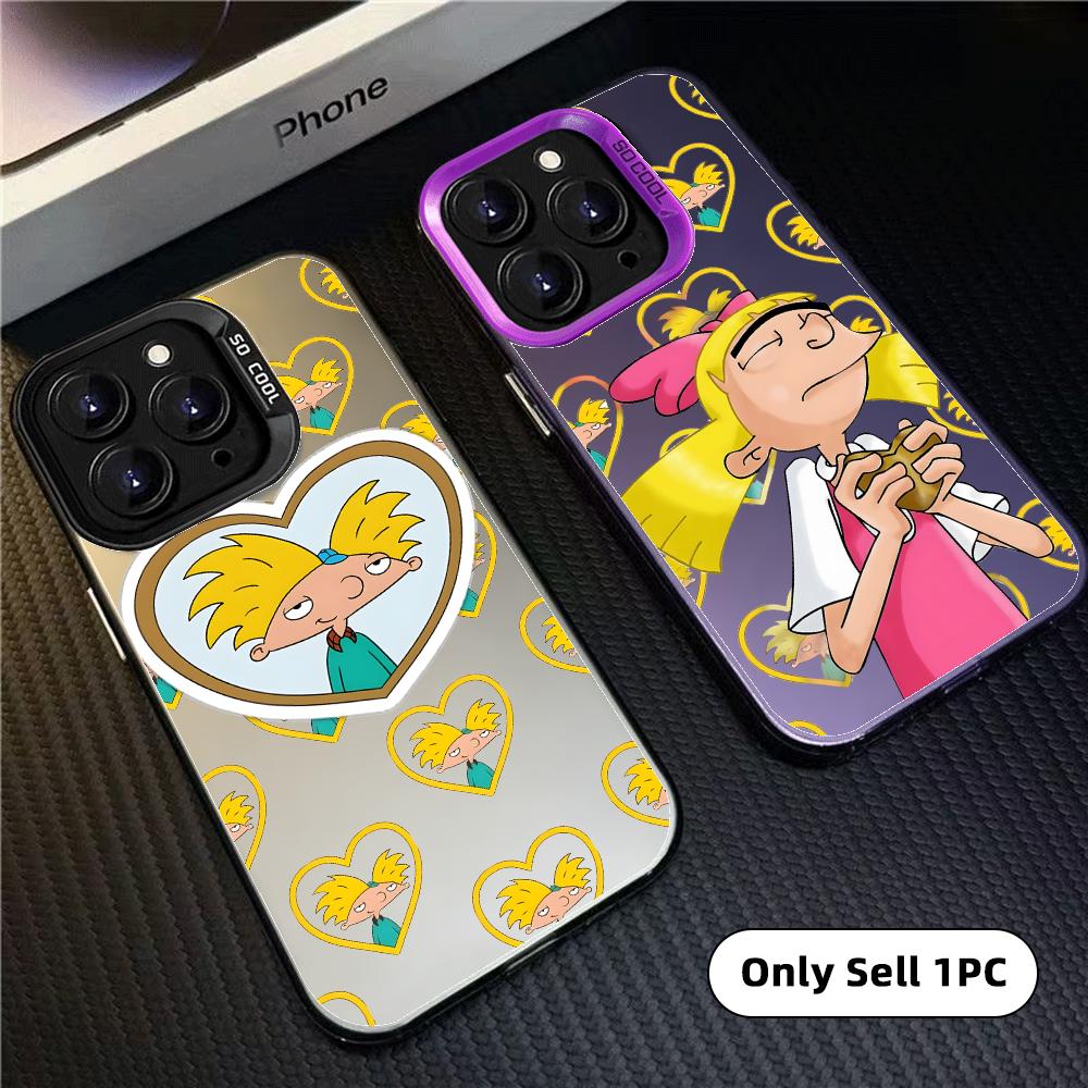 Phone Cases H&M - การ์ตูน เฮย์ อาร์โนลด์! เคสโทรศัพท์ลายออโรร่าเลเซอร์สีสันสดใสผิวสัมผัสแบบด้าน สำหรับ iPhone